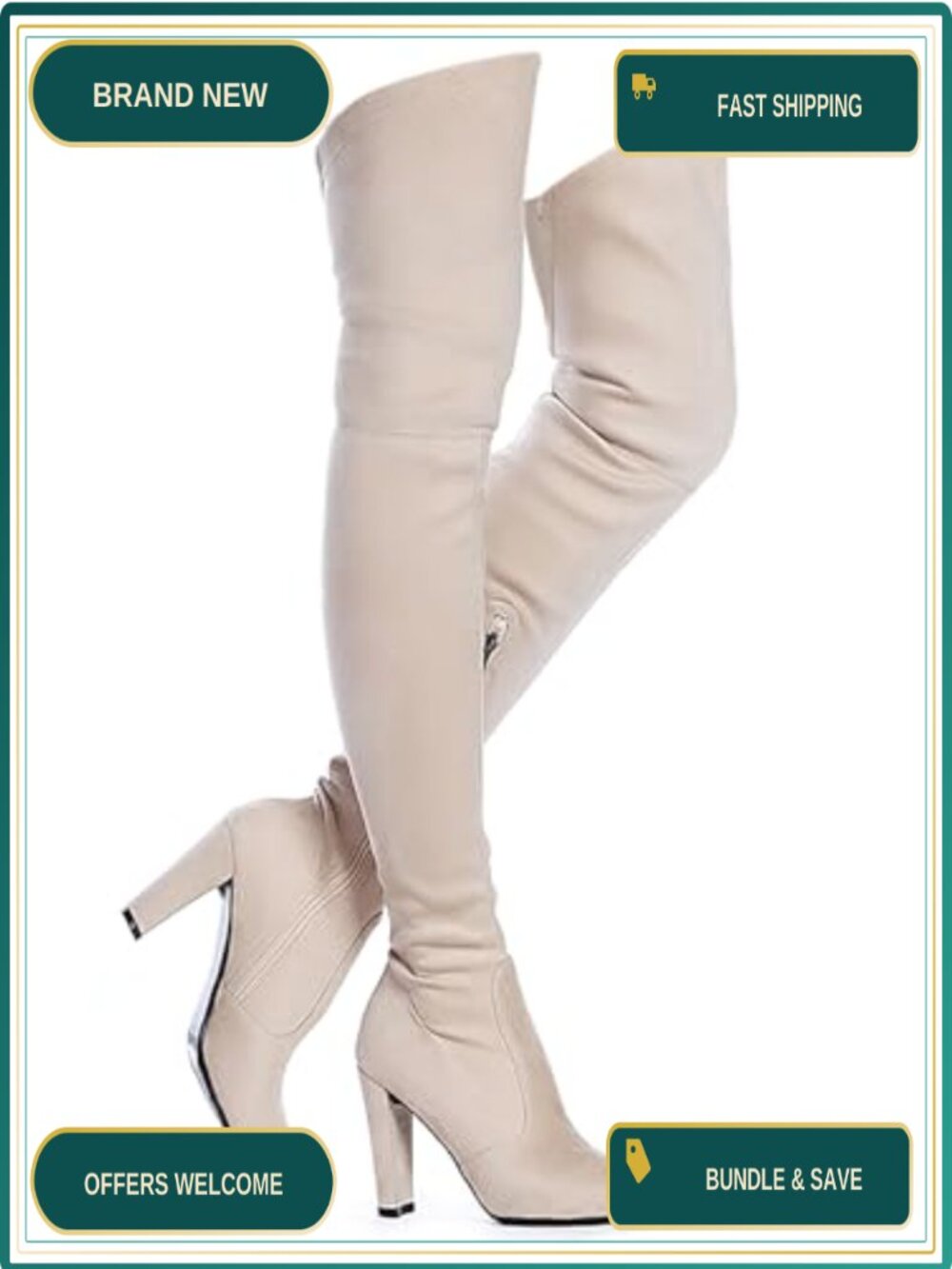 Chunky Heel Over the Knee Boots Stretch Suede Thigh High Zip